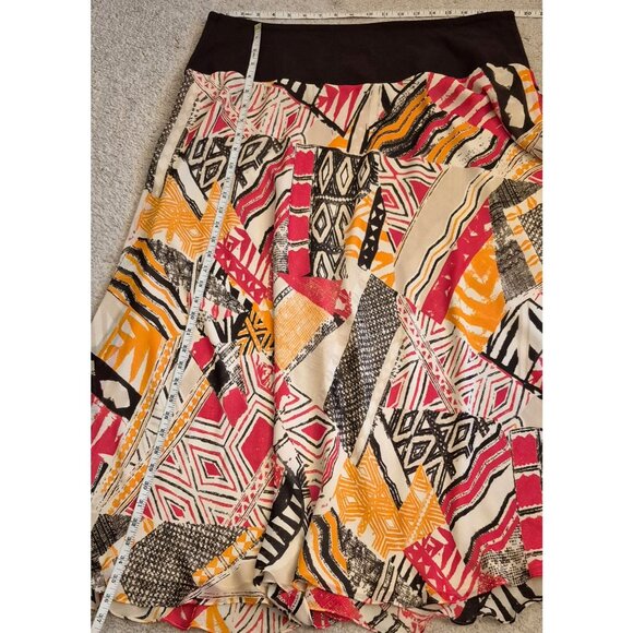 Vintage Jones New York Abstract Brightly Printed Flowy Maxi Skirt Size 2X EUC - Picture 7 of 10